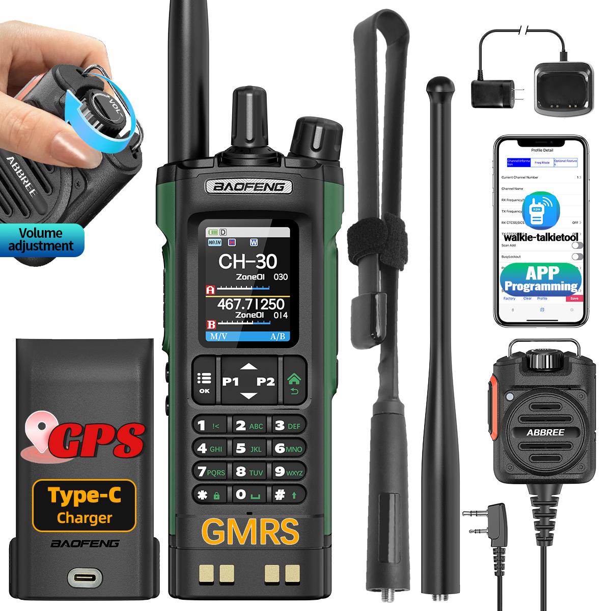 BAOFENG GM‑32 GMRS Walkie Talkie Long Range Two‑Way Radio NOAA Scan USB‑C Charging for Outdoor Off‑Road Trucking Camping