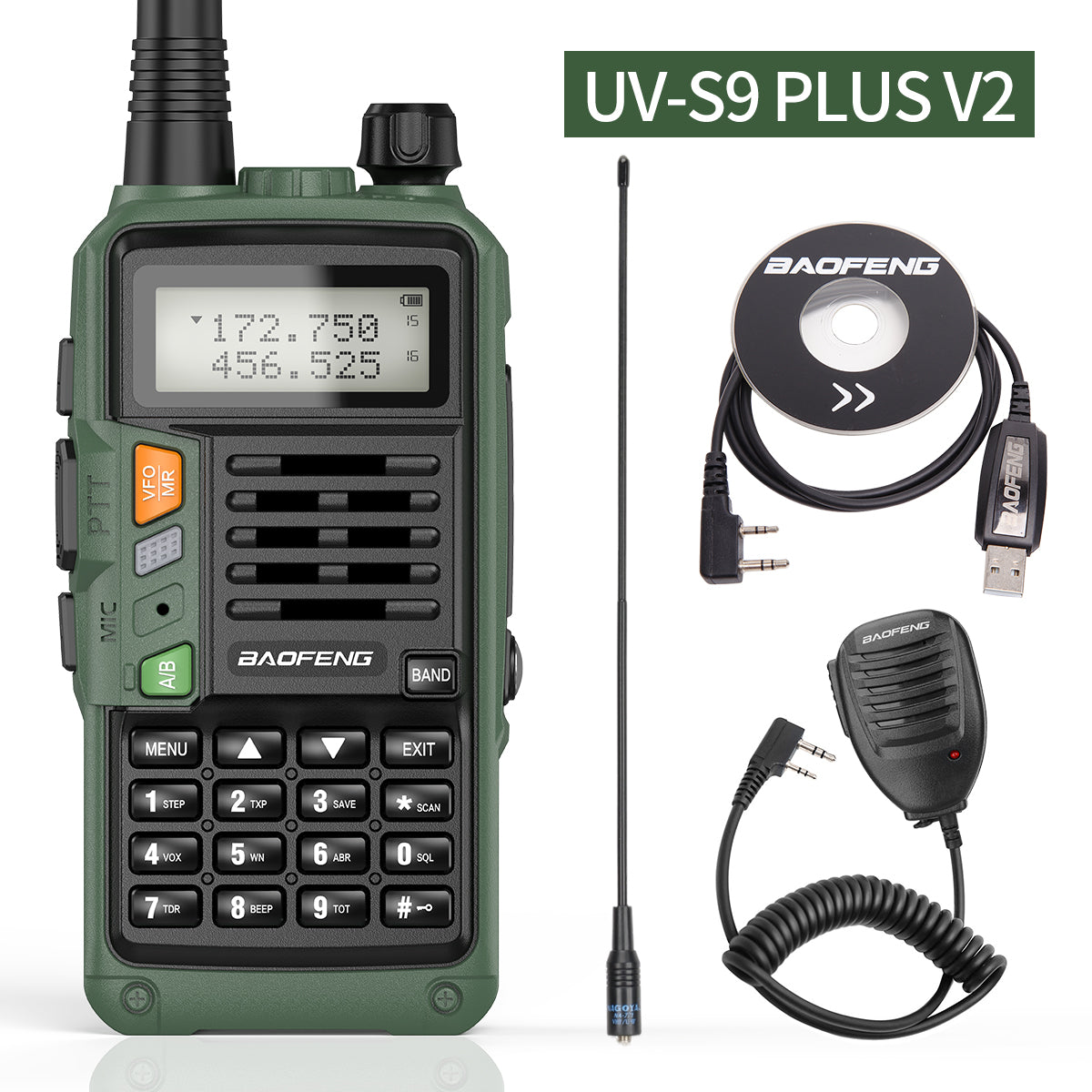 BAOFENG UV-S9 Plus V2 10W Powerful Handheld UHF VHF Dual Band Long Range Waterproof Walkie Talkie Ham Two Way Radio