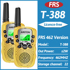 2PCS AIRITON T-388 Kids Walkie Talkie PMR/FRS Mini Handheld Transceiver Long Range Birthday Gifts for Outdoor Adventures Hiking