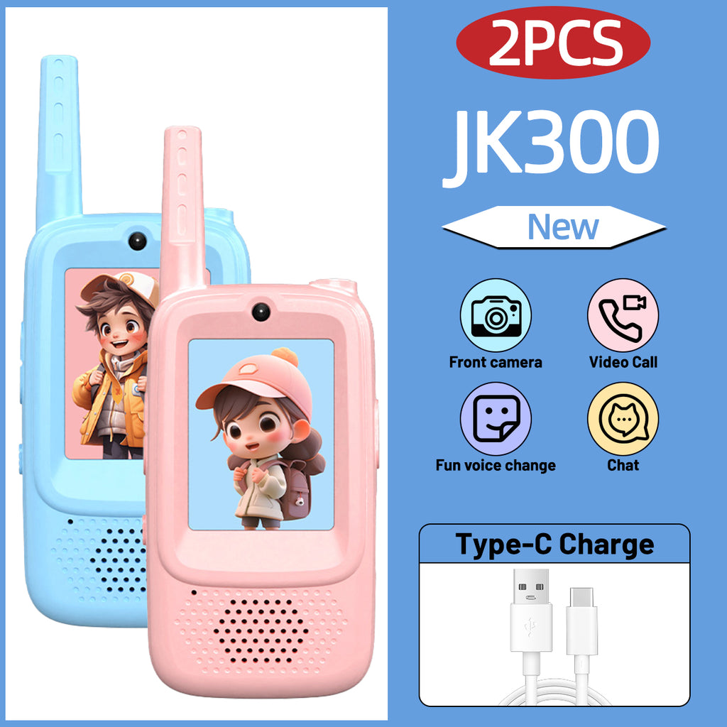 2PCS AIRITON JK300 Children's Video Walkie Talkies Selfie Send Voice Photo Emoticons For Kids Gift Boys Girls JK200 New upgrade