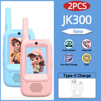 2PCS AIRITON JK300 Children's Video Walkie Talkies Selfie Send Voice Photo Emoticons For Kids Gift Boys Girls JK200 New upgrade