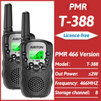 2PCS AIRITON T-388 Kids Walkie Talkie PMR/FRS Mini Handheld Transceiver Long Range Birthday Gifts for Outdoor Adventures Hiking