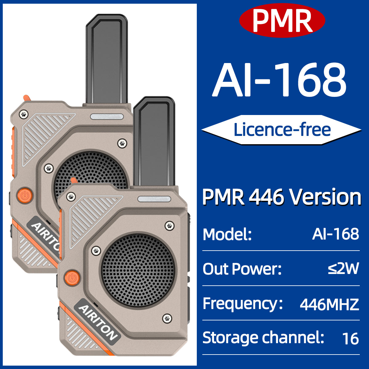2PCS AIRITON AI-168 Mini Walkie Talkie Rechargable PMR/FRS Portable Long Range NOAA Type-C Charger for Trip Business Ham Radio