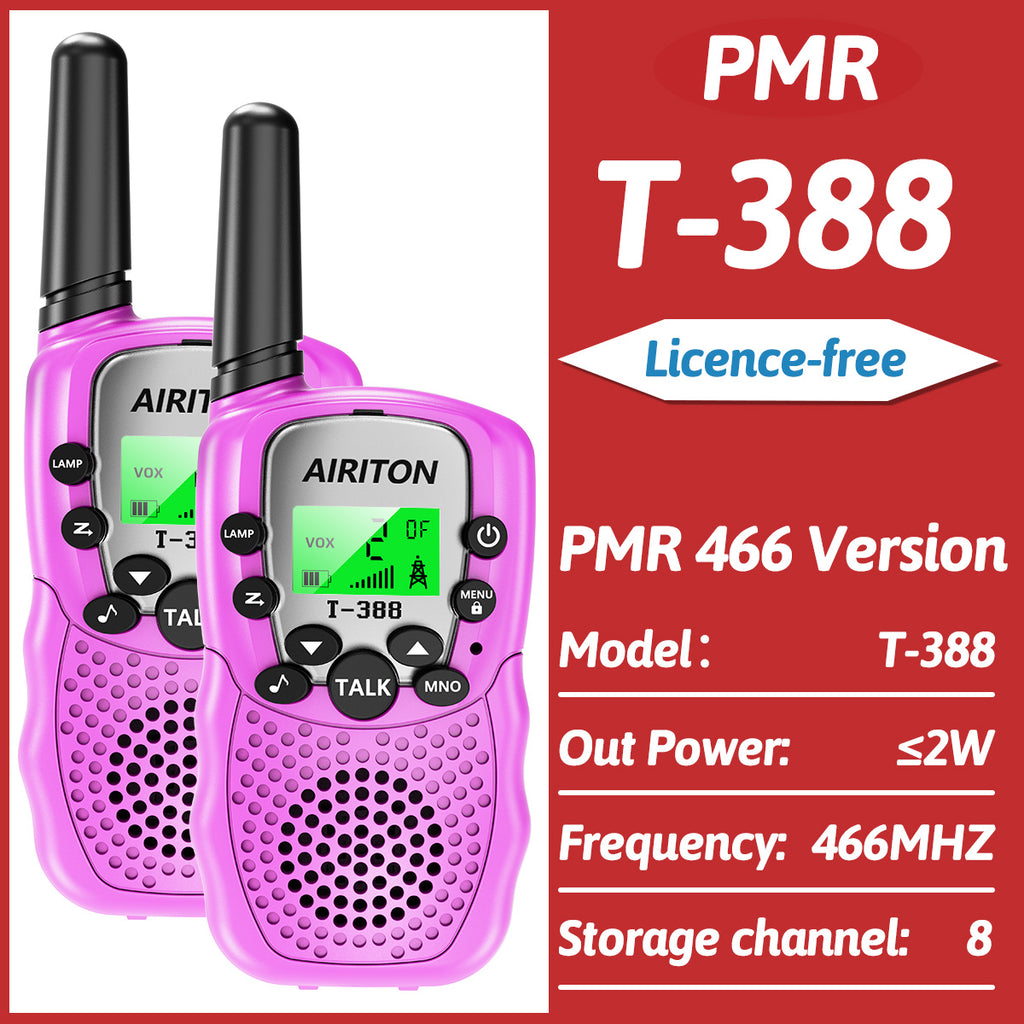 2PCS AIRITON T-388 Kids Walkie Talkie PMR/FRS Mini Handheld Transceiver Long Range Birthday Gifts for Outdoor Adventures Hiking
