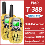 2PCS AIRITON T-388 Kids Walkie Talkie PMR/FRS Mini Handheld Transceiver Long Range Birthday Gifts for Outdoor Adventures Hiking