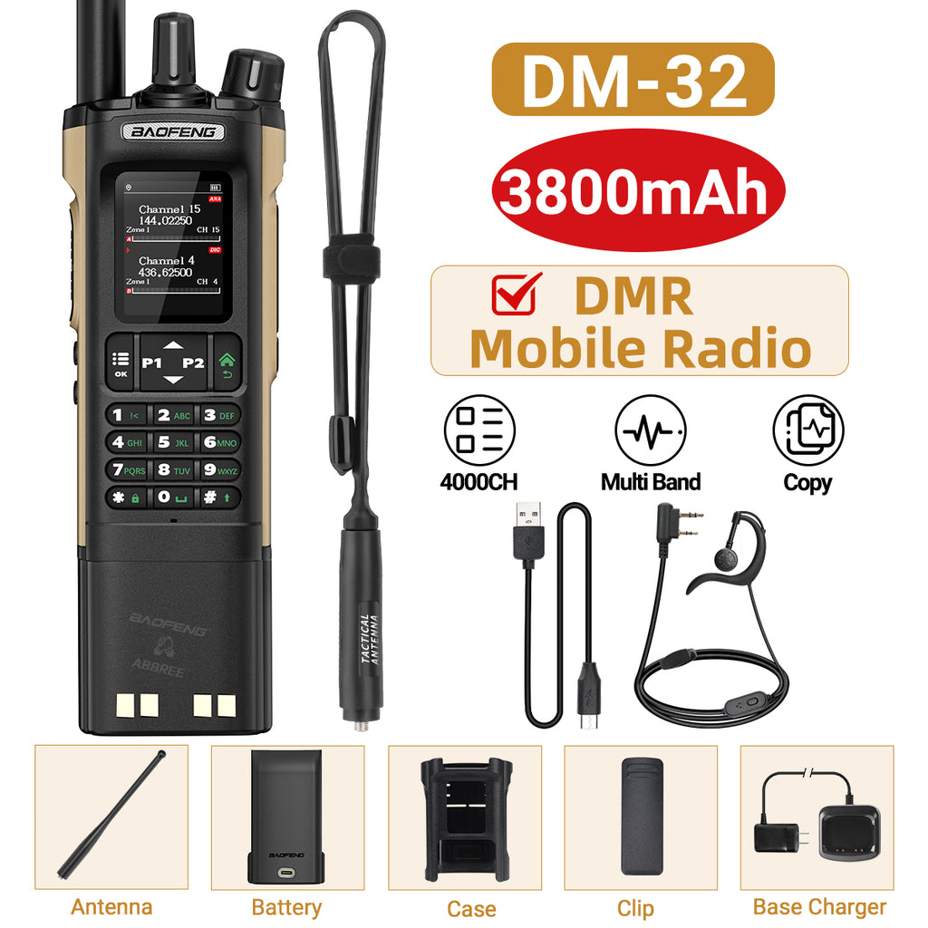 BAOFENG Digital Walkie Talkie DM-32 DMR | Upgraded 3800mAh Battery GPS | Dual Time Slot Air Band APRS For UV-5R UV-32 Ham Radio