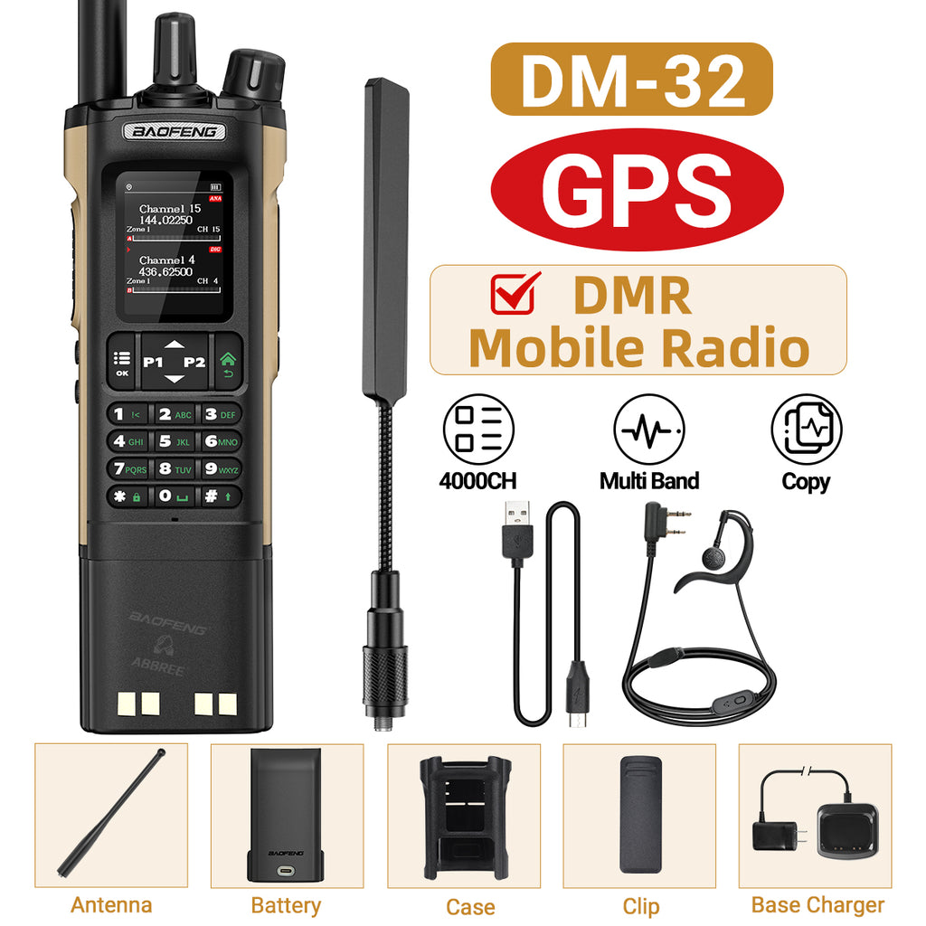 BAOFENG Digital Walkie Talkie DM-32 DMR | Upgraded 3800mAh Battery GPS | Dual Time Slot Air Band APRS For UV-5R UV-32 Ham Radio