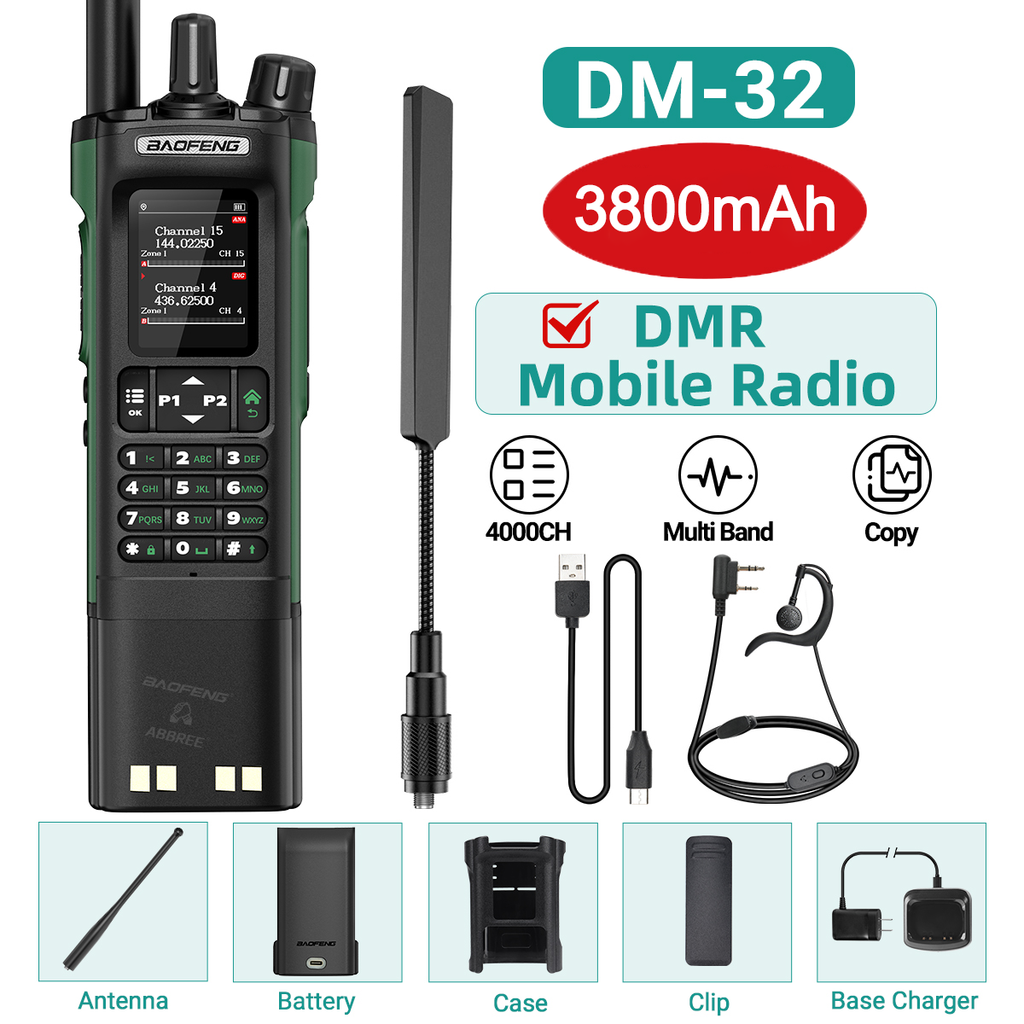 Baofeng DMR DM-32 3200mAh Digital Walkie Talkie GPS Dual Mode Analog TDMA Dual Time Slot AM FM APRS Digital Call Ham Radio DM-1701 UV-32
