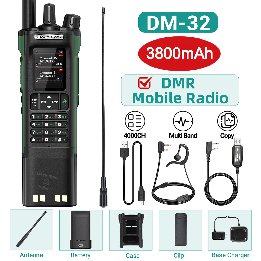 Baofeng DMR DM-32 3200mAh Digital Walkie Talkie GPS Dual Mode Analog TDMA Dual Time Slot AM FM APRS Digital Call Ham Radio DM-1701 UV-32