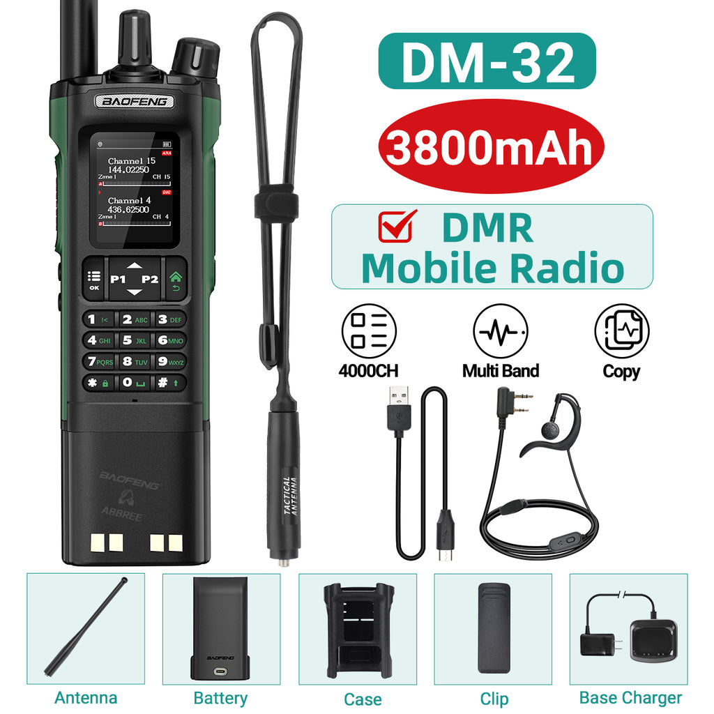 Baofeng DMR DM-32 3200mAh Digital Walkie Talkie GPS Dual Mode Analog TDMA Dual Time Slot AM FM APRS Digital Call Ham Radio DM-1701 UV-32