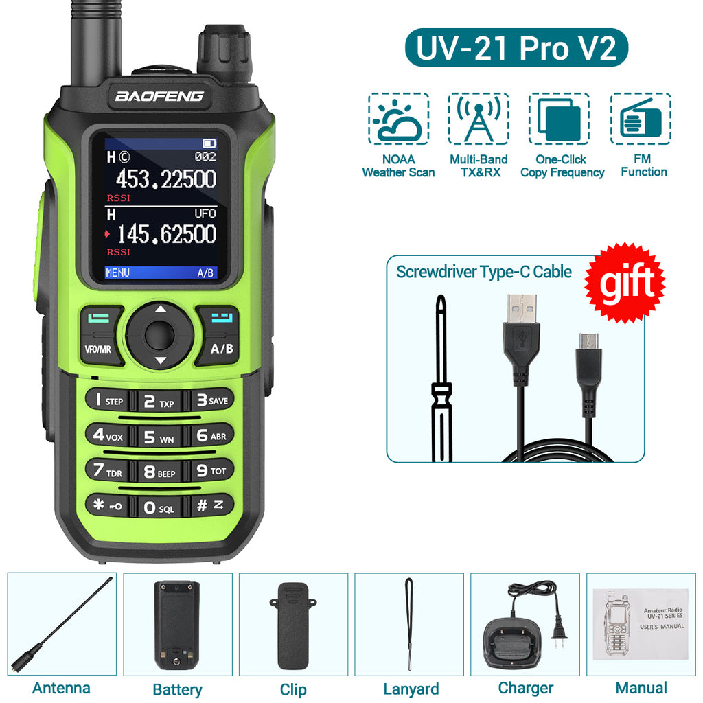 Baofeng UV-21 Pro Wireless Copy Frequency VHF UHF Powerful Waterproof V2 Long Range UV-32 Long Range Type-C Two Way Ham Radio