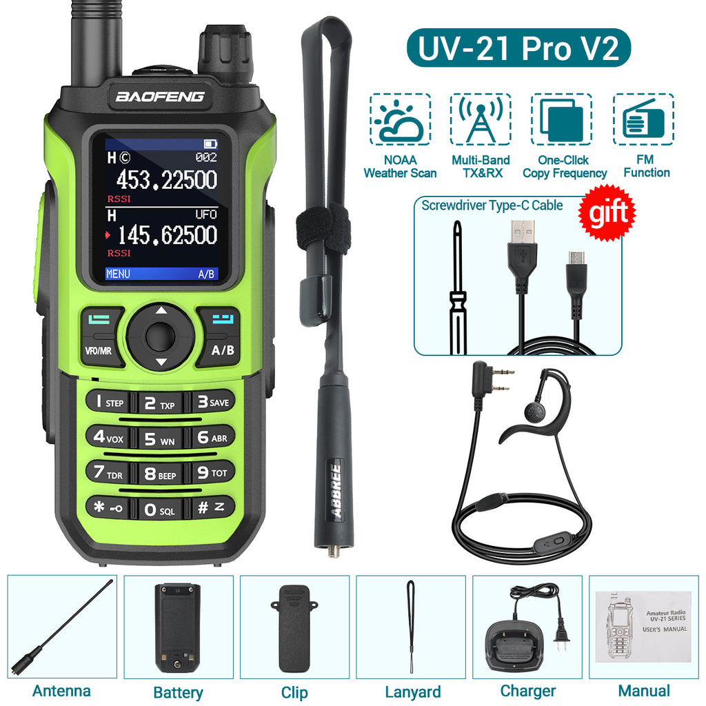 Baofeng UV-21 Pro Wireless Copy Frequency VHF UHF Powerful Waterproof V2 Long Range UV-32 Long Range Type-C Two Way Ham Radio