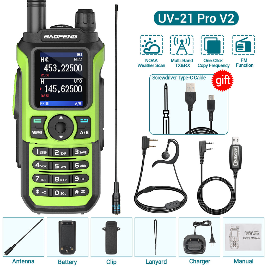 Baofeng UV-21 Pro Wireless Copy Frequency VHF UHF Powerful Waterproof V2 Long Range UV-32 Long Range Type-C Two Way Ham Radio