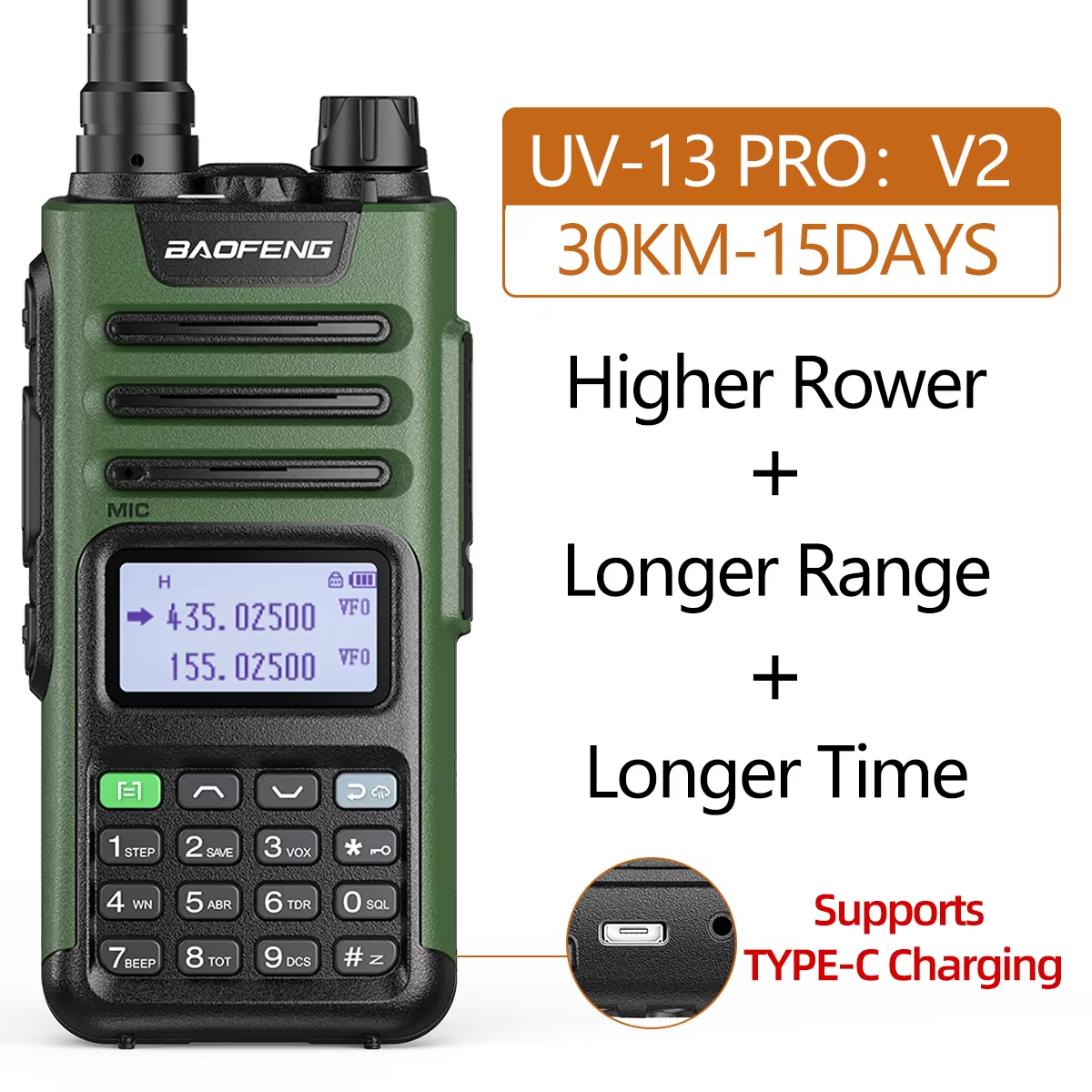 BaoFeng UV-13 PRO V1 V2 High Power Multi Band Walkie Talkie Type C Charger Long Range UV-13 UV-5R Transceiver Ham Two Way Radio
