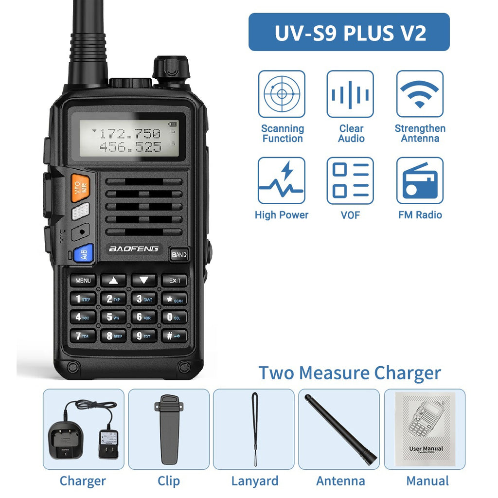 Baofeng 10W Walkie Talkie UV-S9 PLUS Dual Band Tri Power Long Range High Power UV-S9 Upgrade UV 5R PLUS Ham Two Way Radio