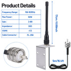 ABBREE X107M Marine Radio Antenna VHF PL-259 Connector 50W Max Power High Gain with RG-58U Low Loss Cable for Ship-to-Ship