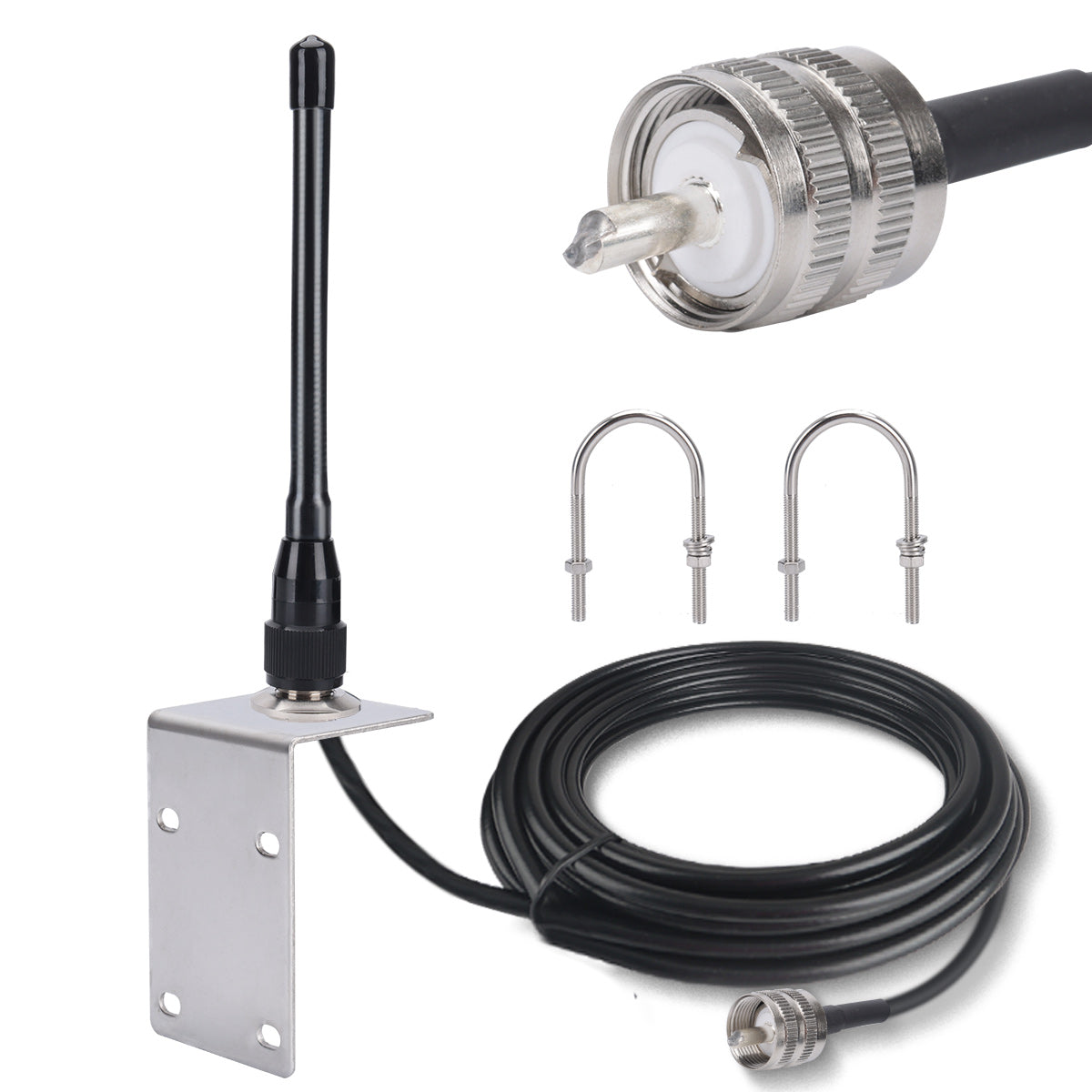 ABBREE X107M Marine Radio Antenna VHF PL-259 Connector 50W Max Power High Gain with RG-58U Low Loss Cable for Ship-to-Ship