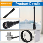 ABBREE X107M Marine Radio Antenna VHF PL-259 Connector 50W Max Power High Gain with RG-58U Low Loss Cable for Ship-to-Ship