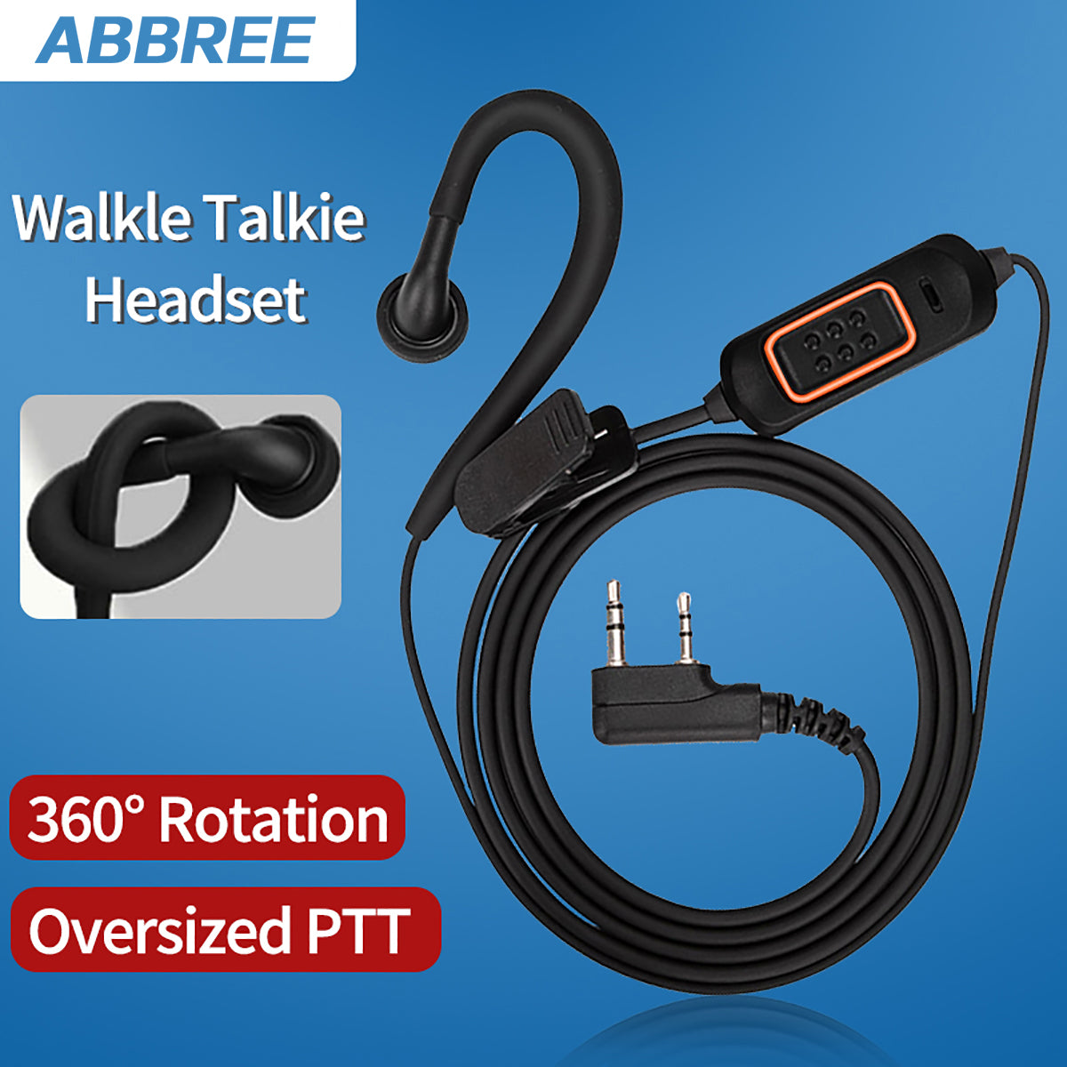 ABBREE 780 Headset Mic earphone For BaoFeng UV-5R UV-5RH UV-21 PRO UV32 Quansheng UV-K6 Walkie Talkie Two Way Radio Accessories