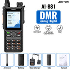 AIRITON AI-881 DMR Walkie Talkie IP67 Waterproof 10W High Power Dual Time Slot Large Color Screen VOX Two Way Radio