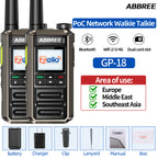 ABBREE GP-18 2G/3G/4G Zello Walkie Talkie Dual Sim Card Slots Global POC Android Bluetooth WIFI Unlimited Distance Network Radio