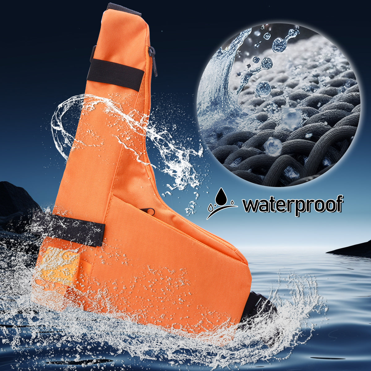 ABBREE PT-17 Large Capacity Waterproof Walkie Talkie Carry Bag Fashion Orange L Shape Lightweight Portable Adjustable Chest Bag