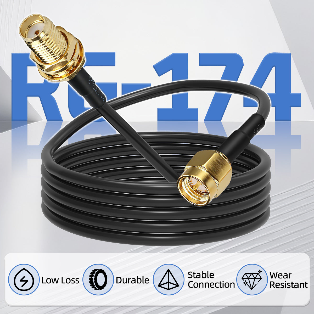 ABBREE SMA Male to Female RG174 Coaxial Extension Cable 3M 5M 10M WiFi Antenna RF Coax Pigtail for Router Network Card