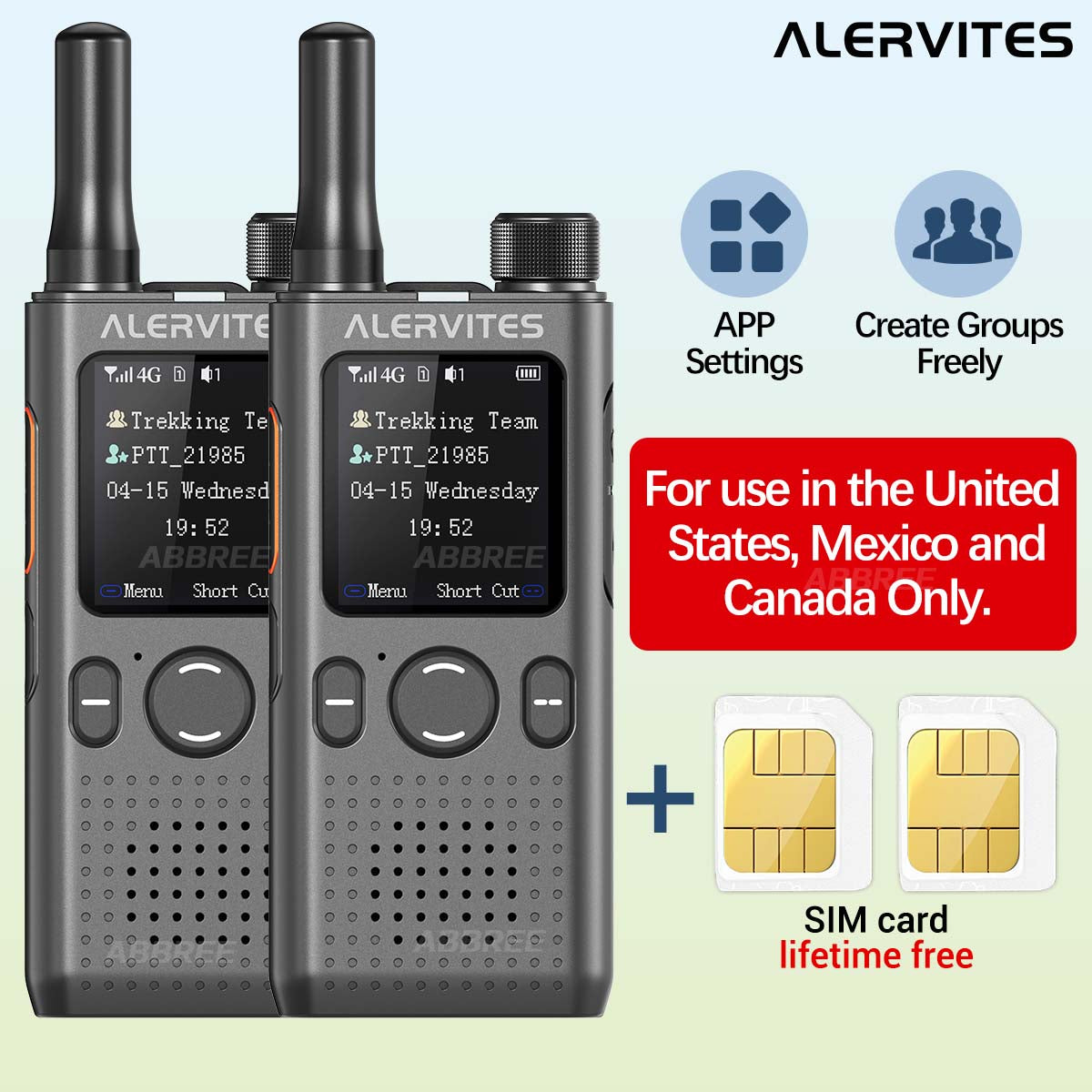 ALERVITES AT1 POC Radio Global 4G/5G Network Walkie Talkie Create Groups Freely Phone APP Settings Unlimited Distance  For Baofeng Portable USB Charge Ham Radio