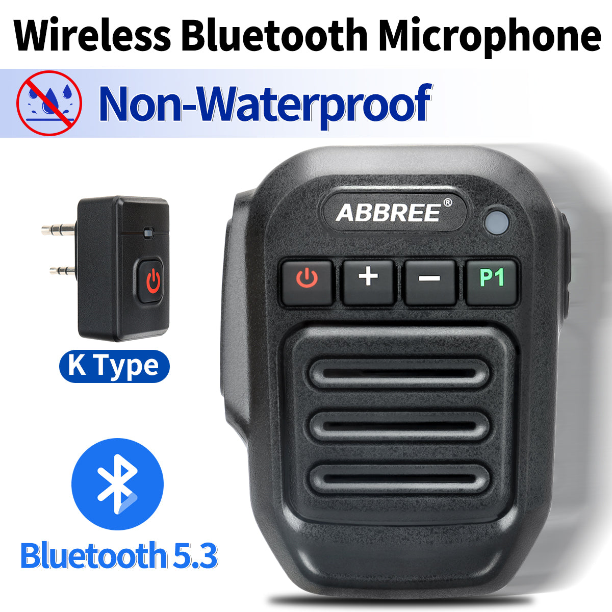 ABBREE Wireless Bluetooth Speaker Microphone Handheld Mic Type-C High Power Baofeng UV-5RH 21 Quansheng UV-K5(8) Walkie Talkie